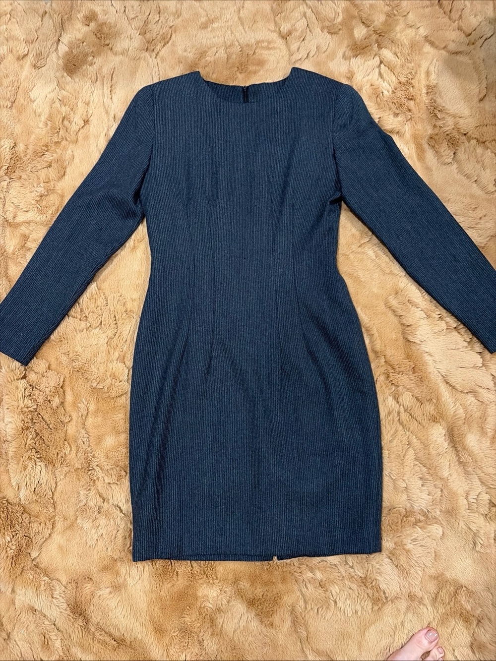 Vtg Gray Wool Dress 80s 90s  Pinstripe Minimalist Oldmoney Preppy Neutral